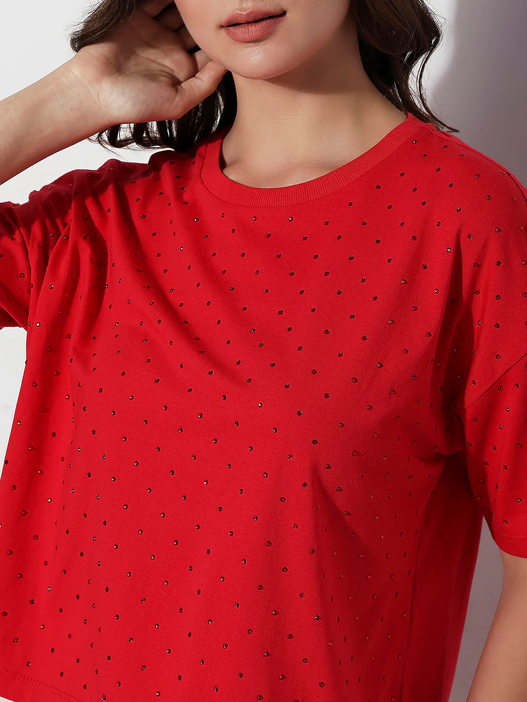 Red Embellished Knit Top - Image 6
