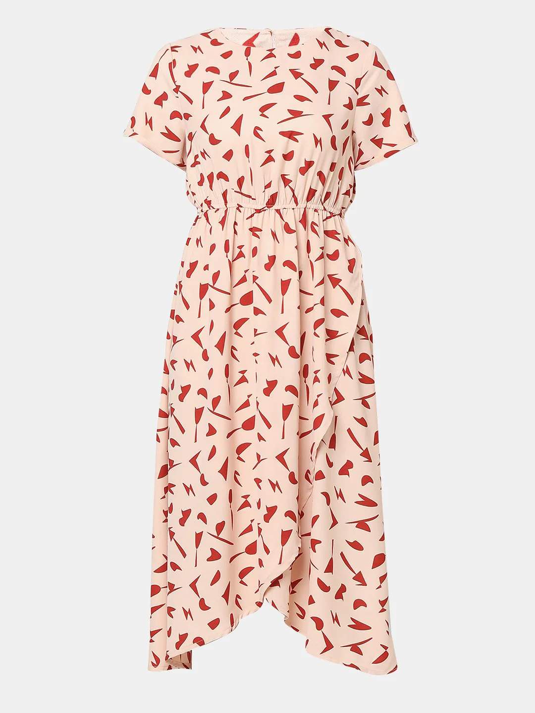 Peach Abstract Print Midi Dress - Image 7