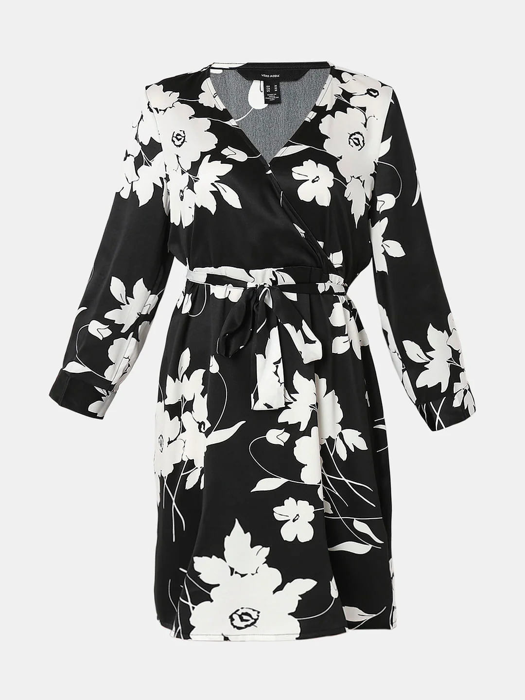 Black Floral Wrap Dress - Image 7
