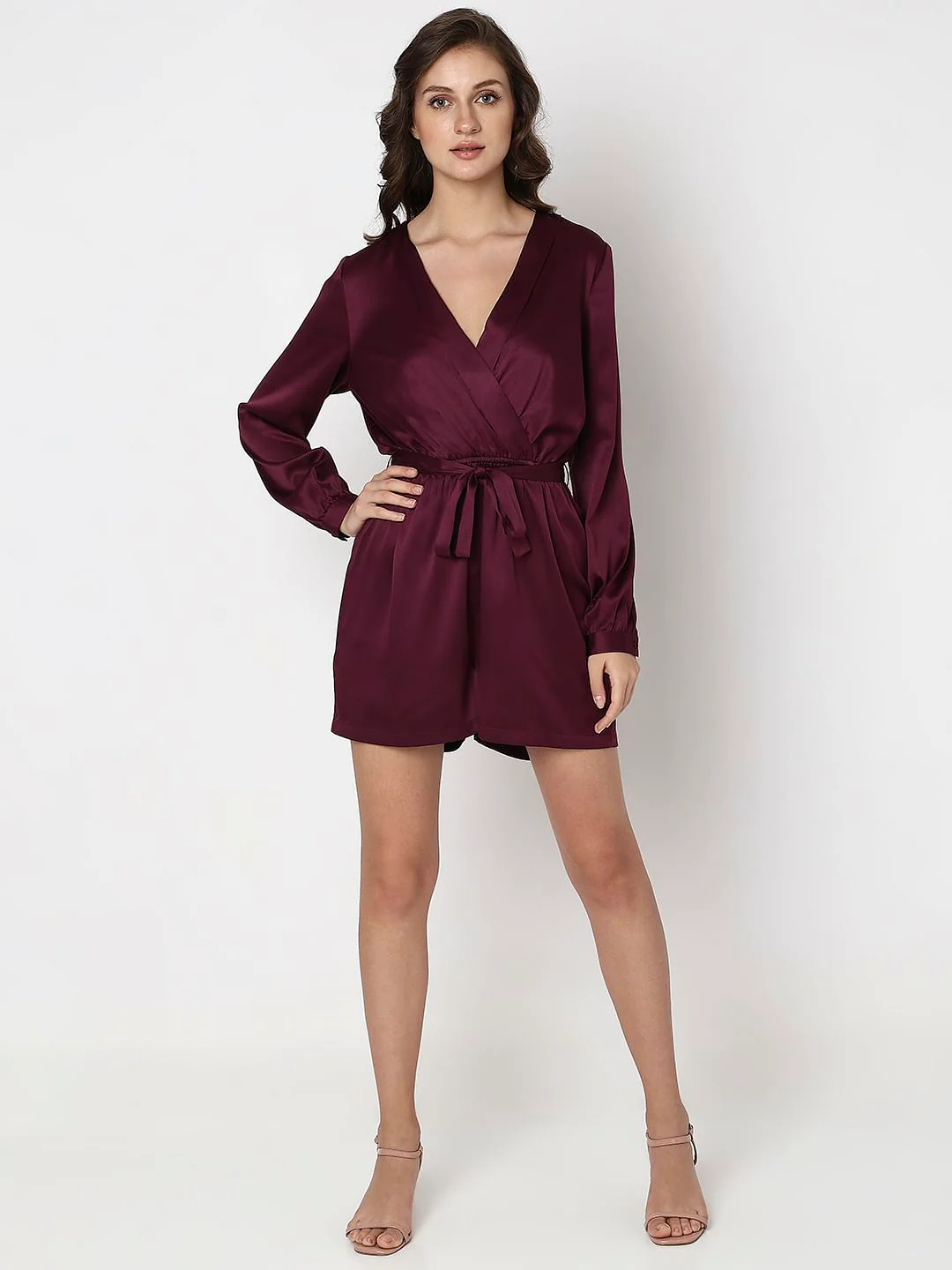 Maroon V-Neck Playsuit - Image 5