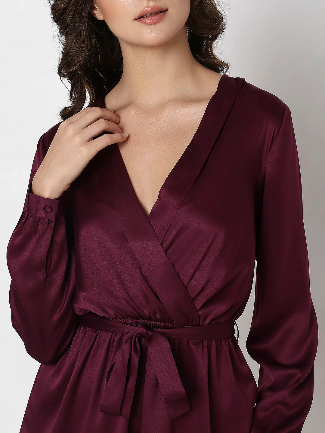 Maroon V-Neck Playsuit - Image 6