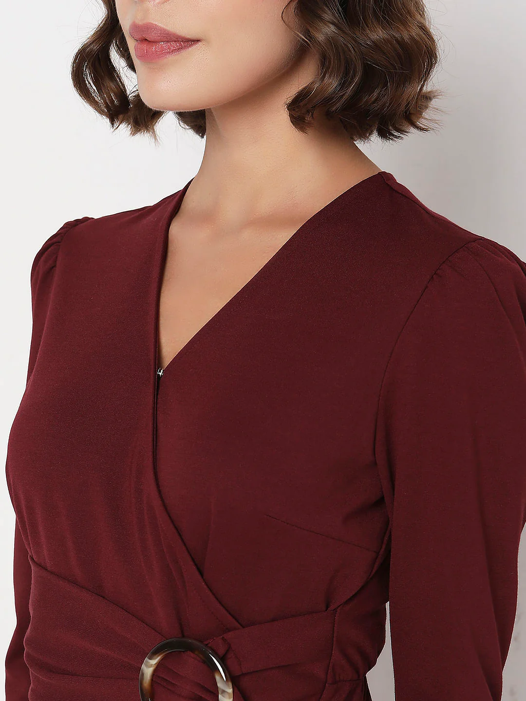 Maroon Fringe Detail Dress - Image 5