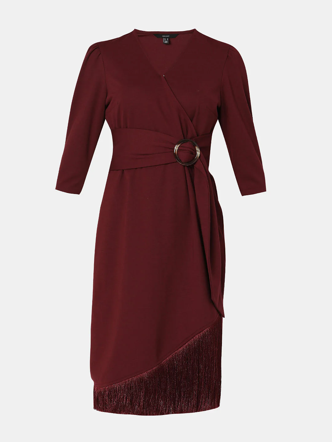Maroon Fringe Detail Dress - Image 6