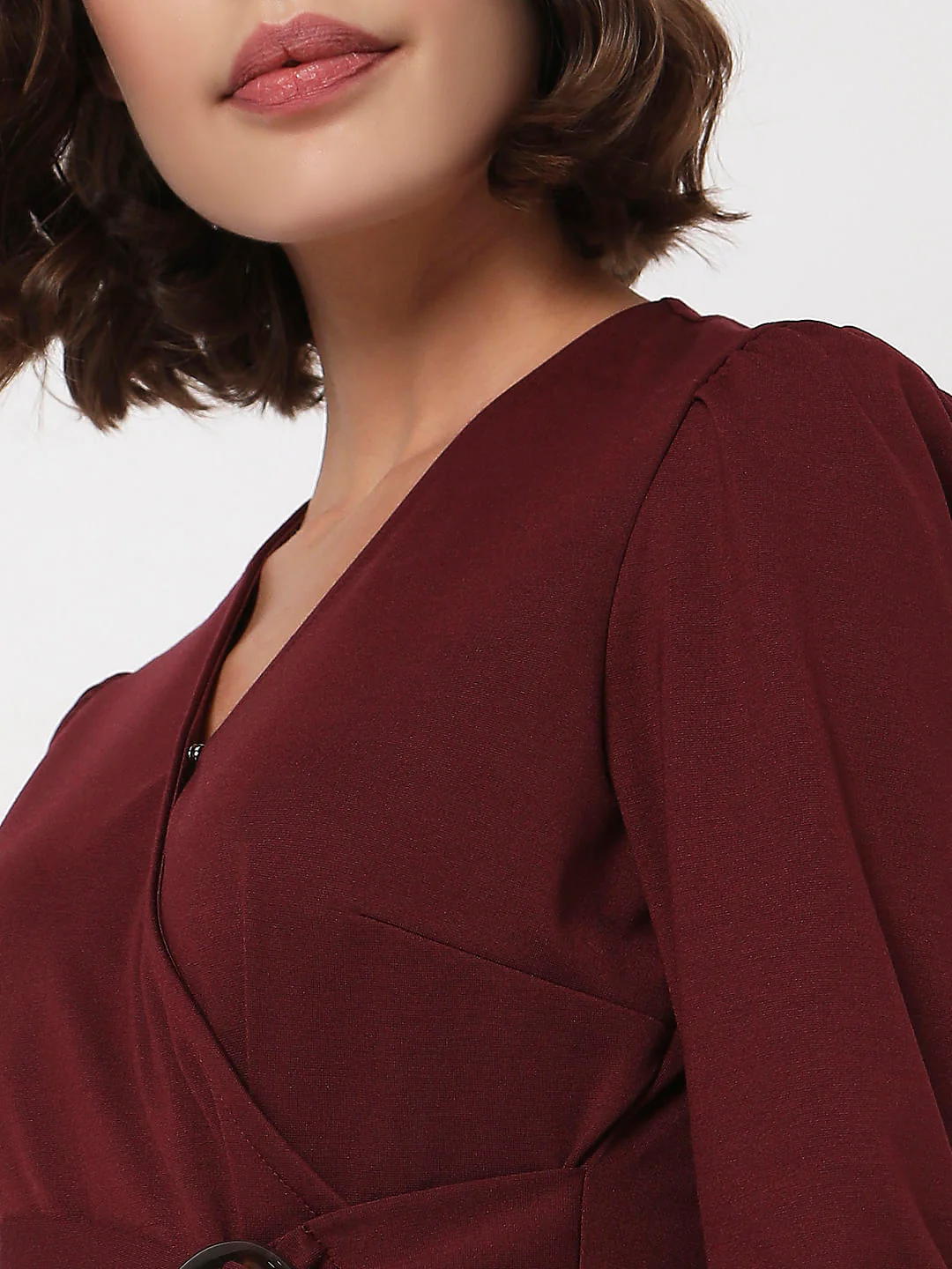Maroon Fringe Detail Dress - Image 7
