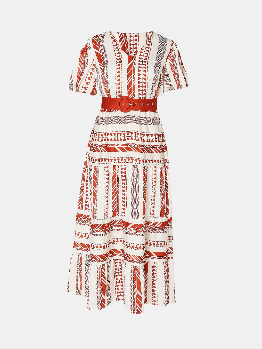 Red Printed V-Neck Maxi Dress - Image 6