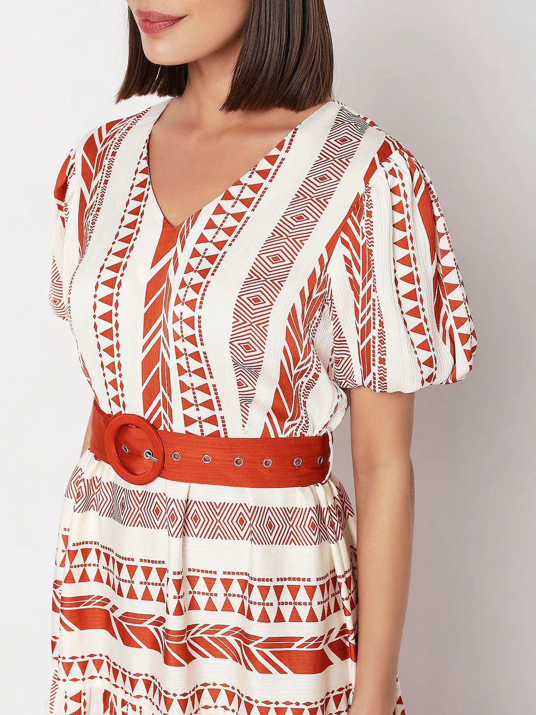 Red Printed V-Neck Maxi Dress - Image 7