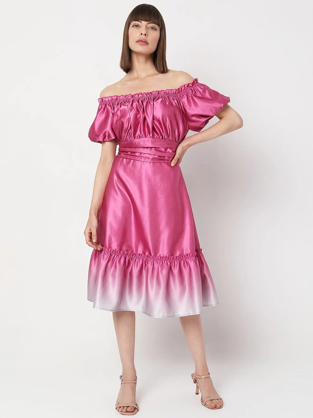 Ombre Pink Off-Shoulder Dress - Image 2