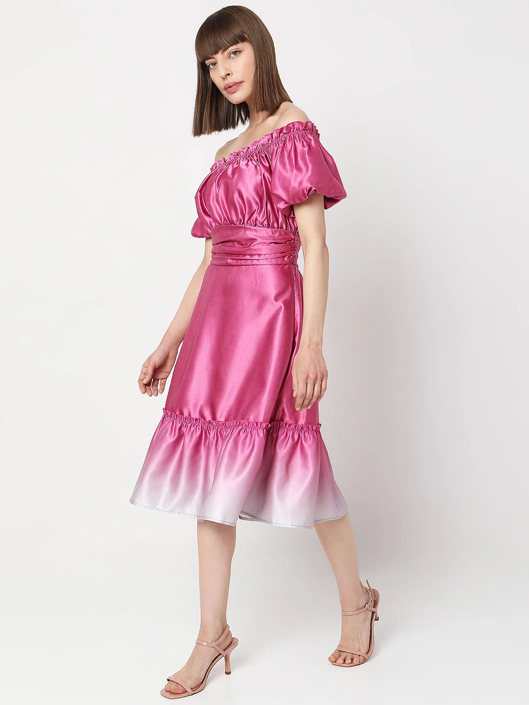 Ombre Pink Off-Shoulder Dress - Image 3
