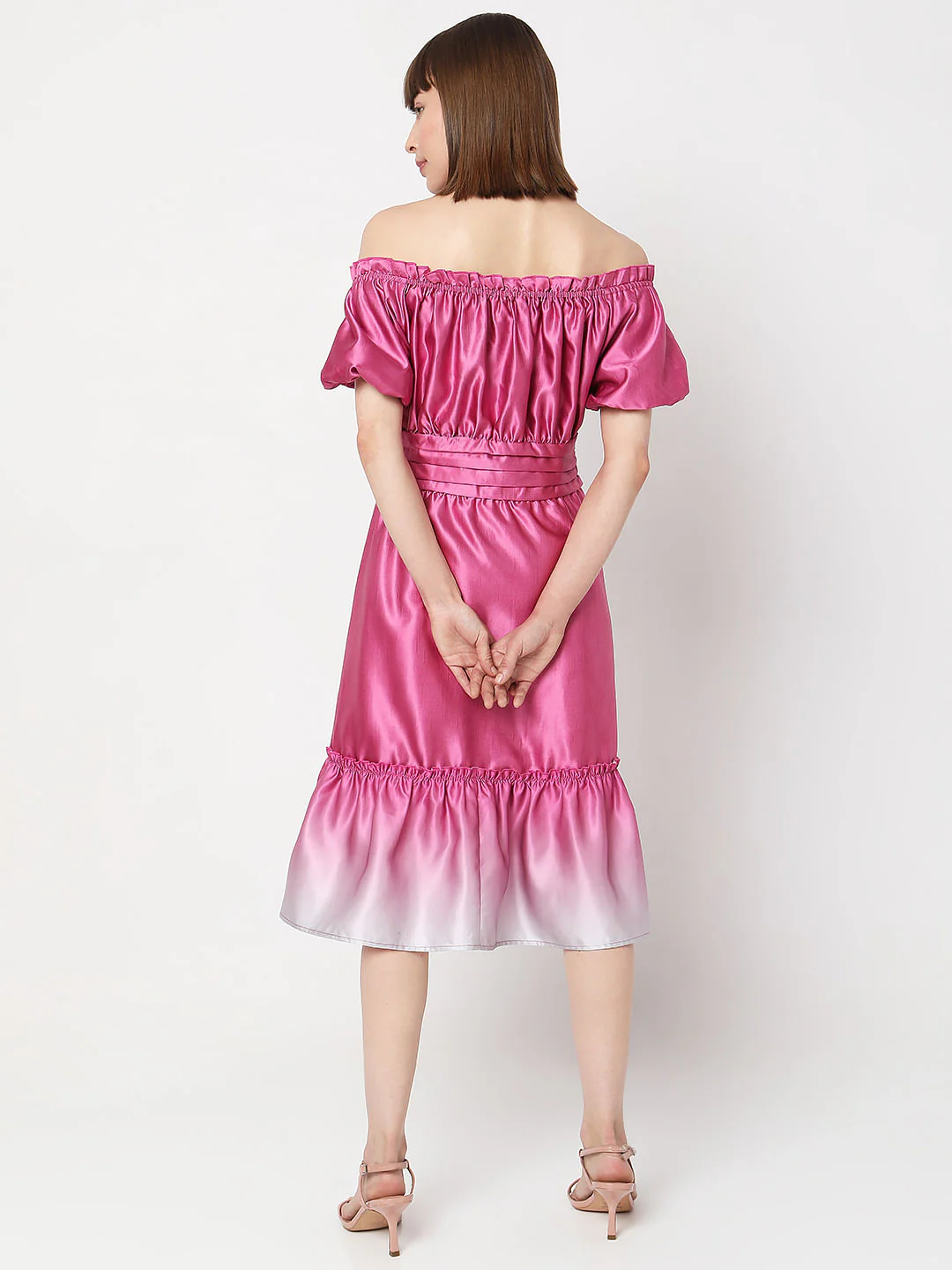 Ombre Pink Off-Shoulder Dress - Image 4