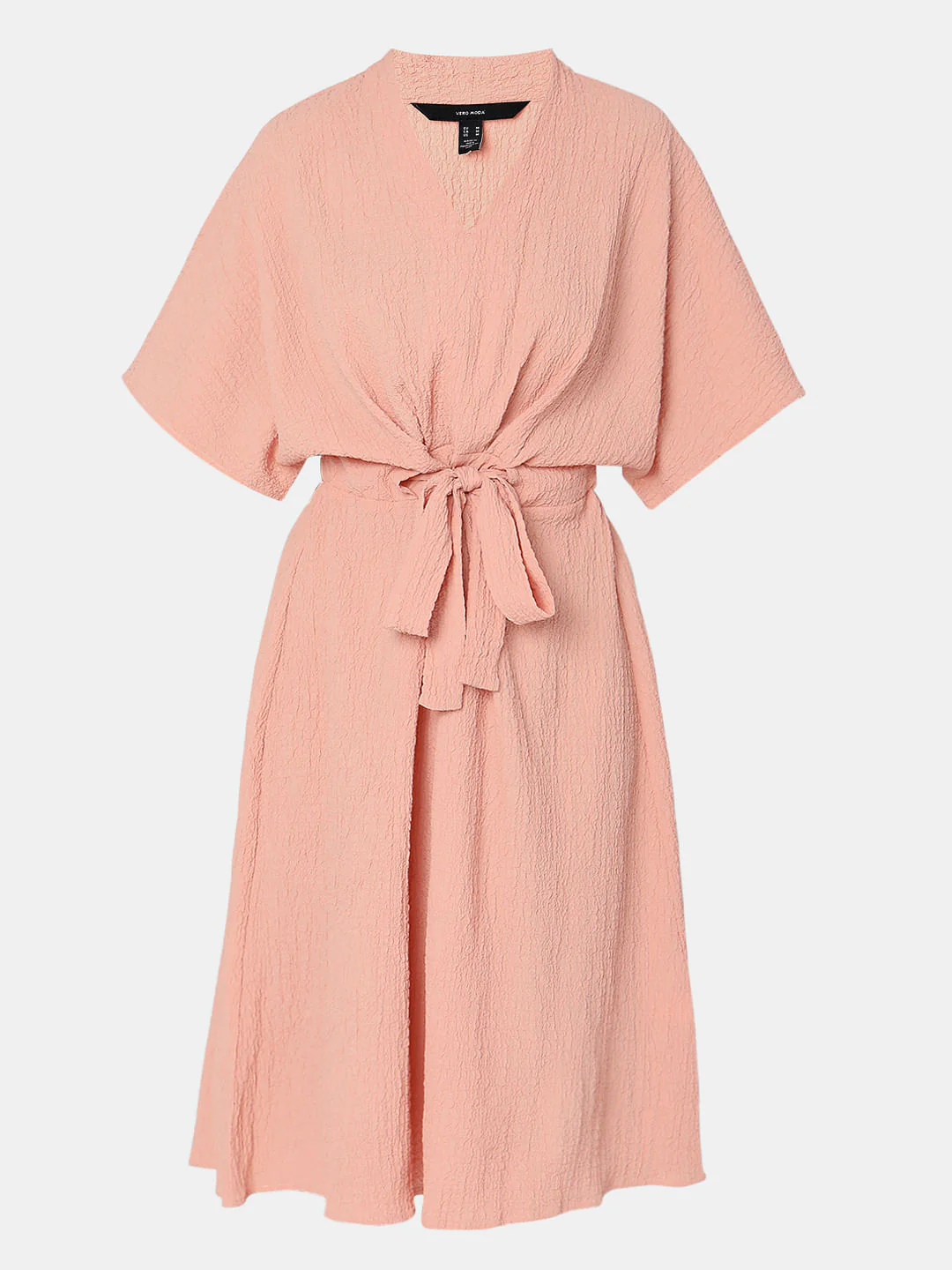 Peach Textured Midi Dress - Image 6