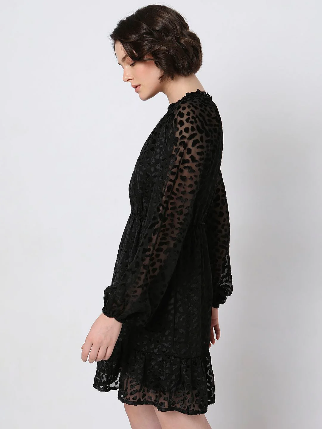 Black Animal Print Fit & Flare Dress - Image 2