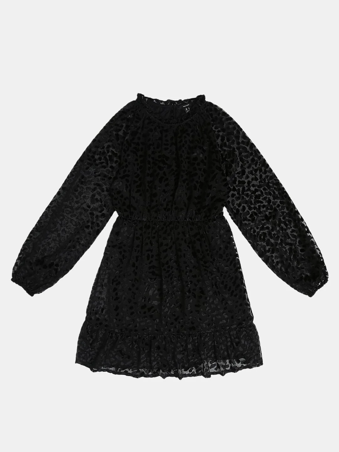 Black Animal Print Fit & Flare Dress - Image 6