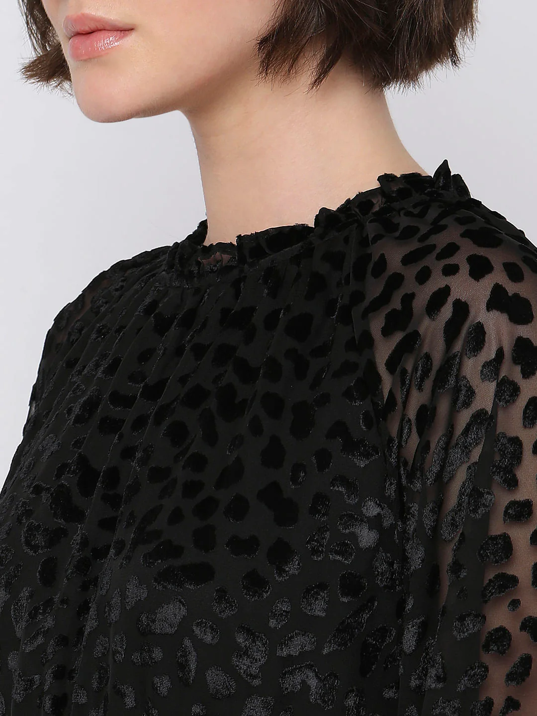 Black Animal Print Fit & Flare Dress - Image 7
