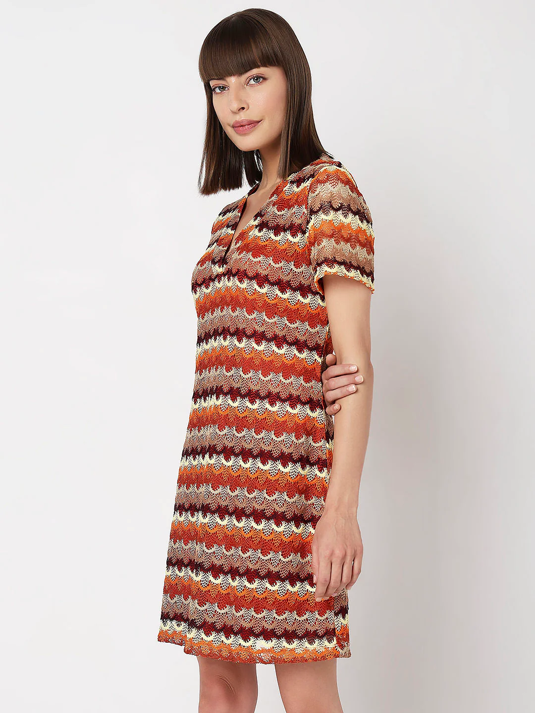 Multi-Coloured Printed Lace Dress - Image 3