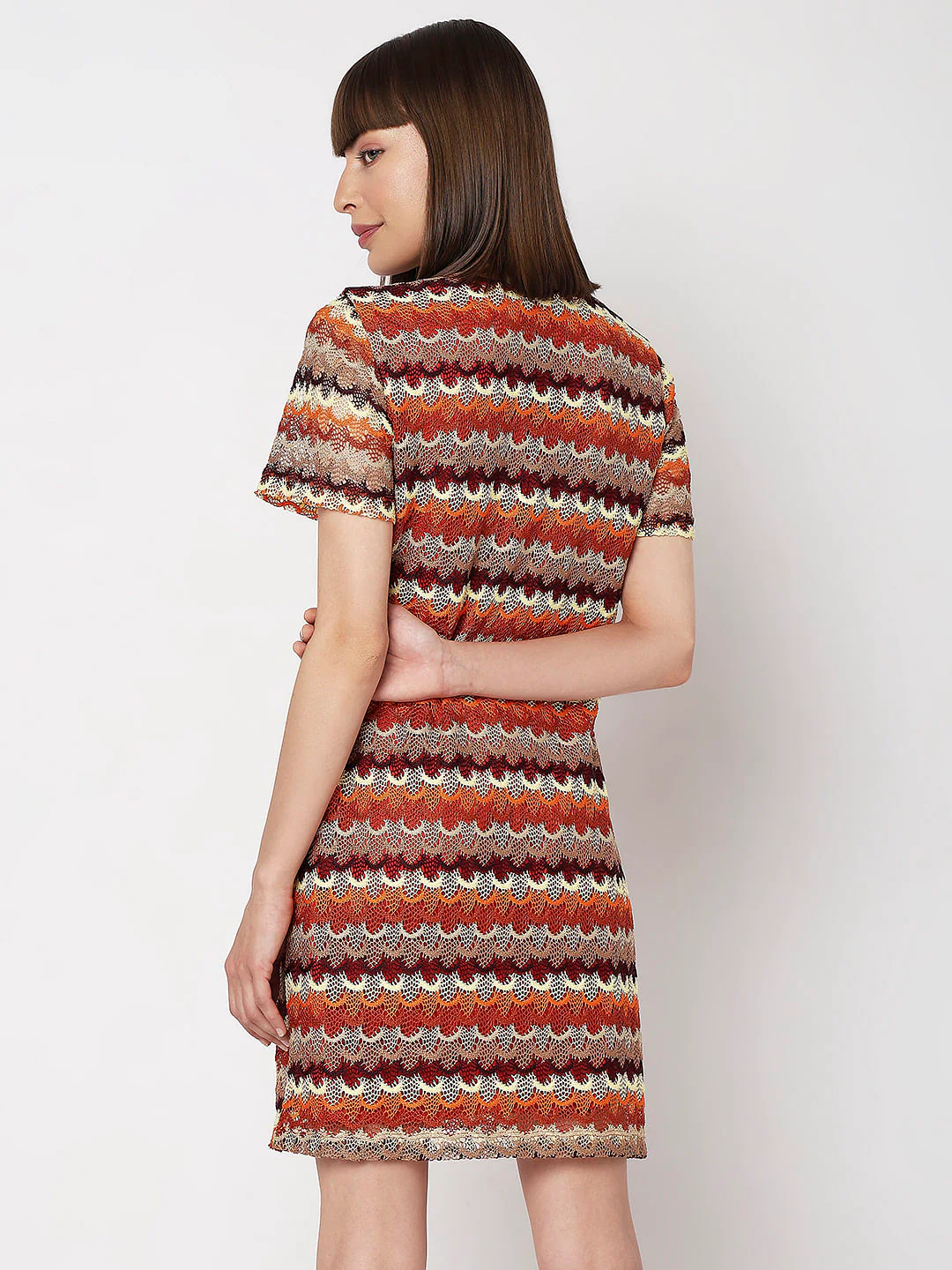 Multi-Coloured Printed Lace Dress - Image 4
