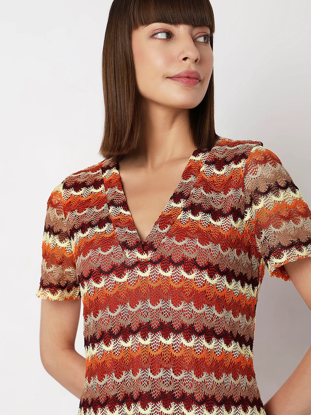 Multi-Coloured Printed Lace Dress - Image 6