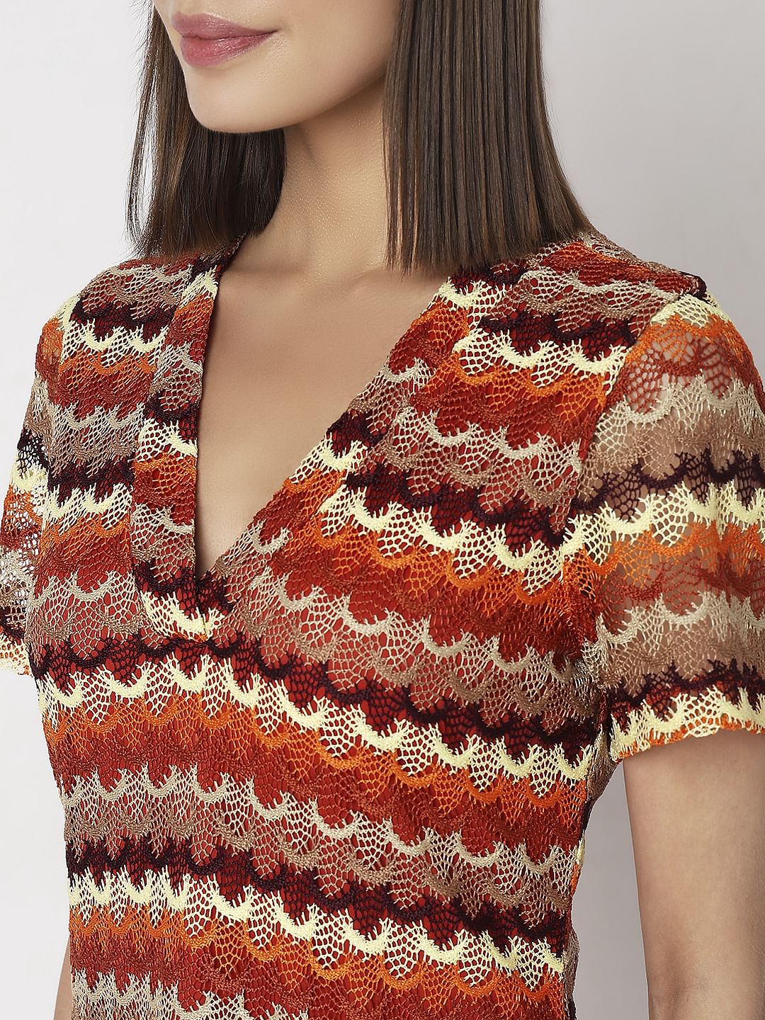 Multi-Coloured Printed Lace Dress - Image 8