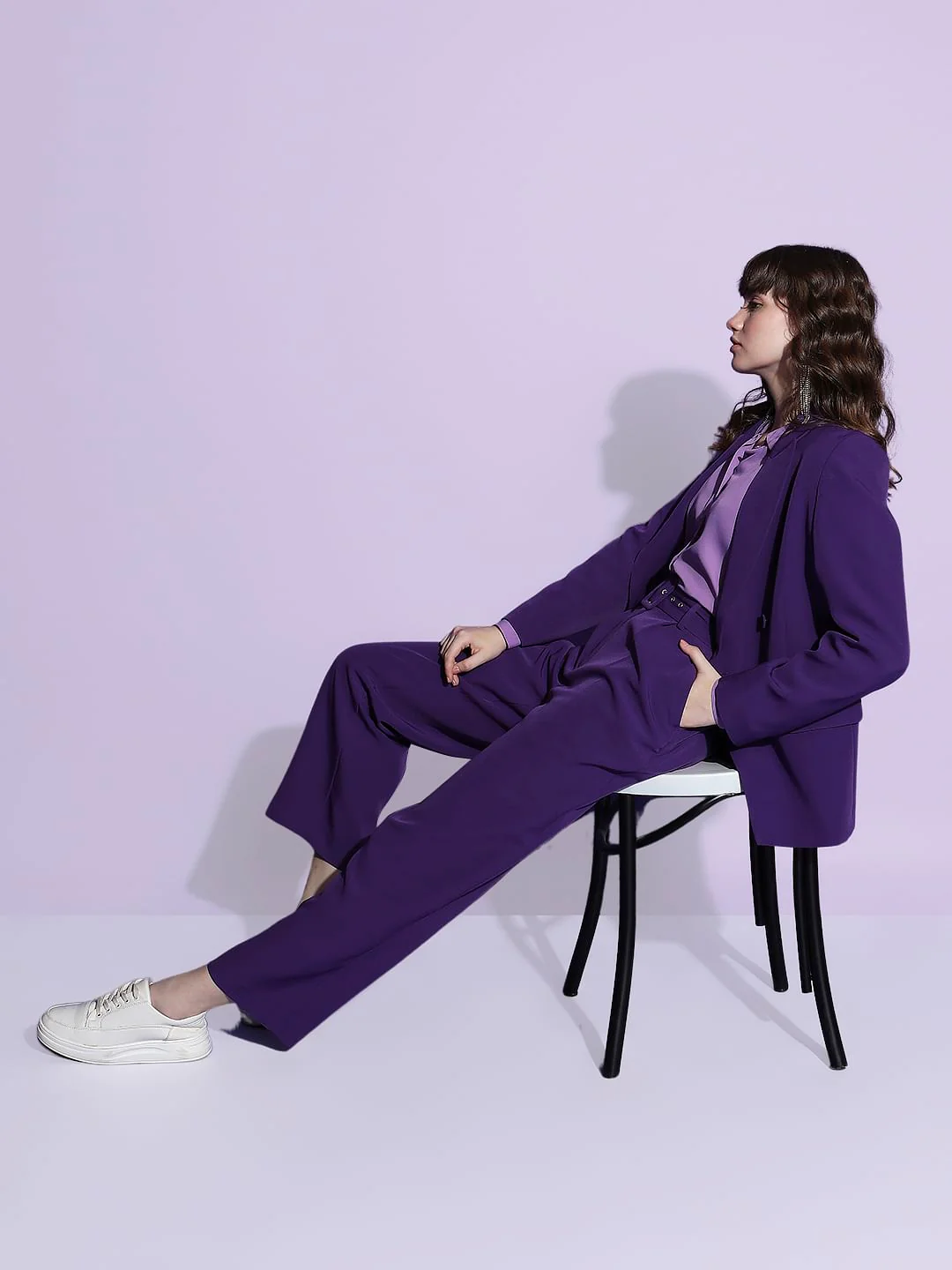 Purple High Rise Co-Ord Set Pants