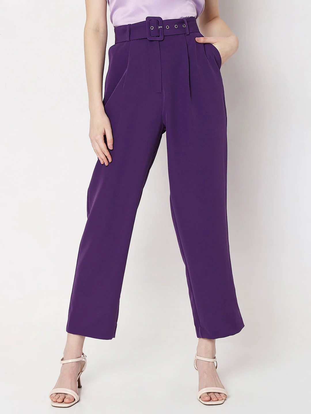 Purple High Rise Co-Ord Set Pants - Image 2