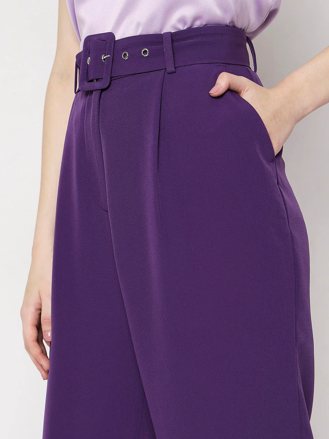 Purple High Rise Co-Ord Set Pants - Image 5