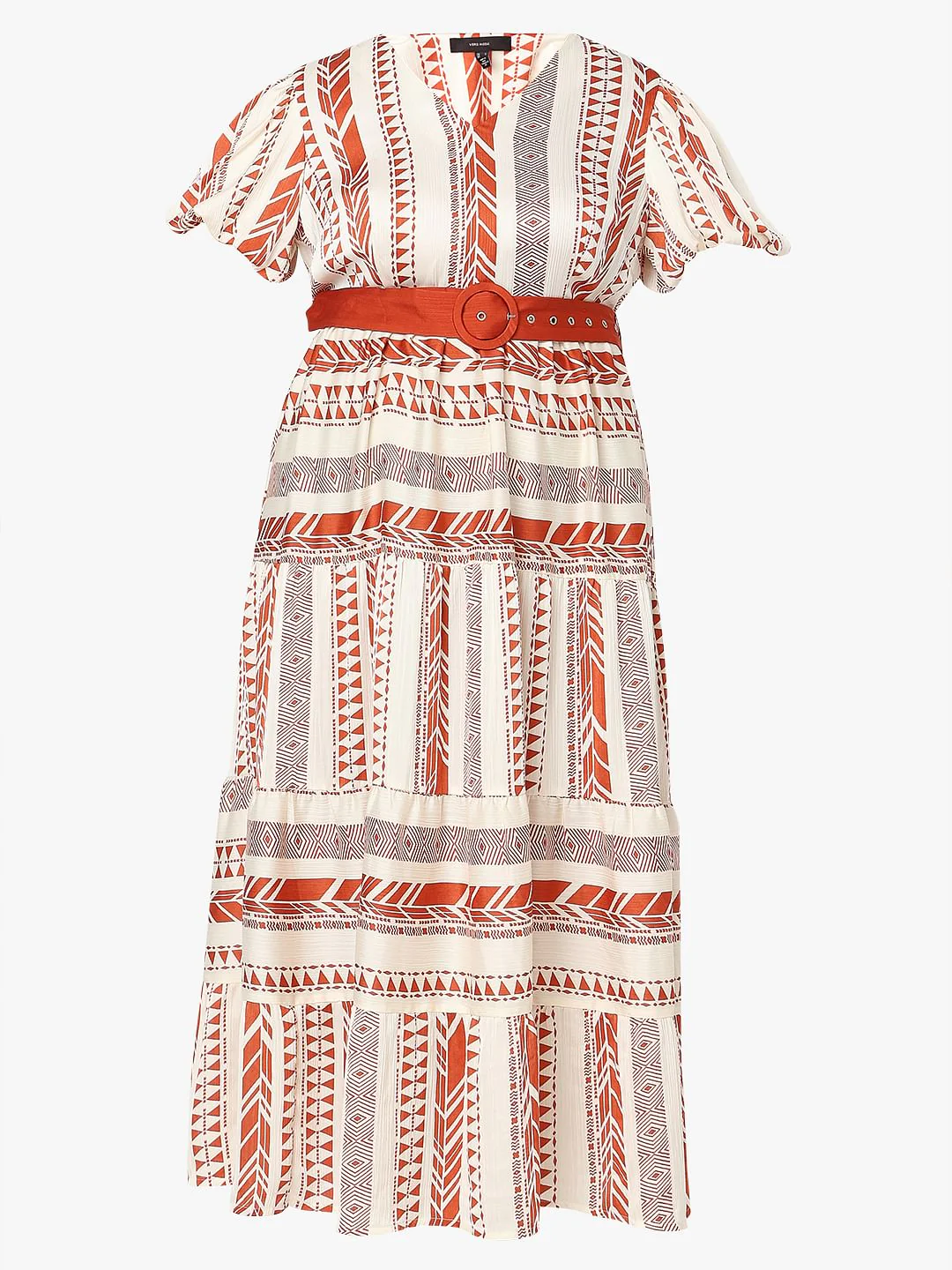 Curve Red Geometric Print Maxi Dress - Image 6