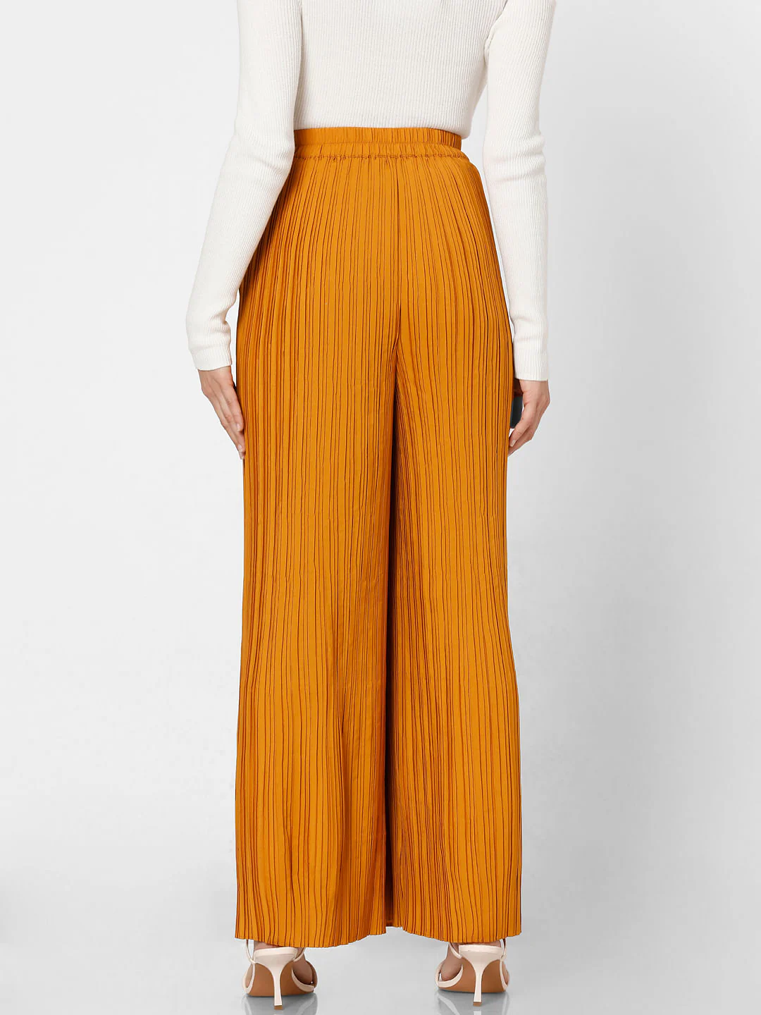 Orange High Rise Pleated Pants - Image 4