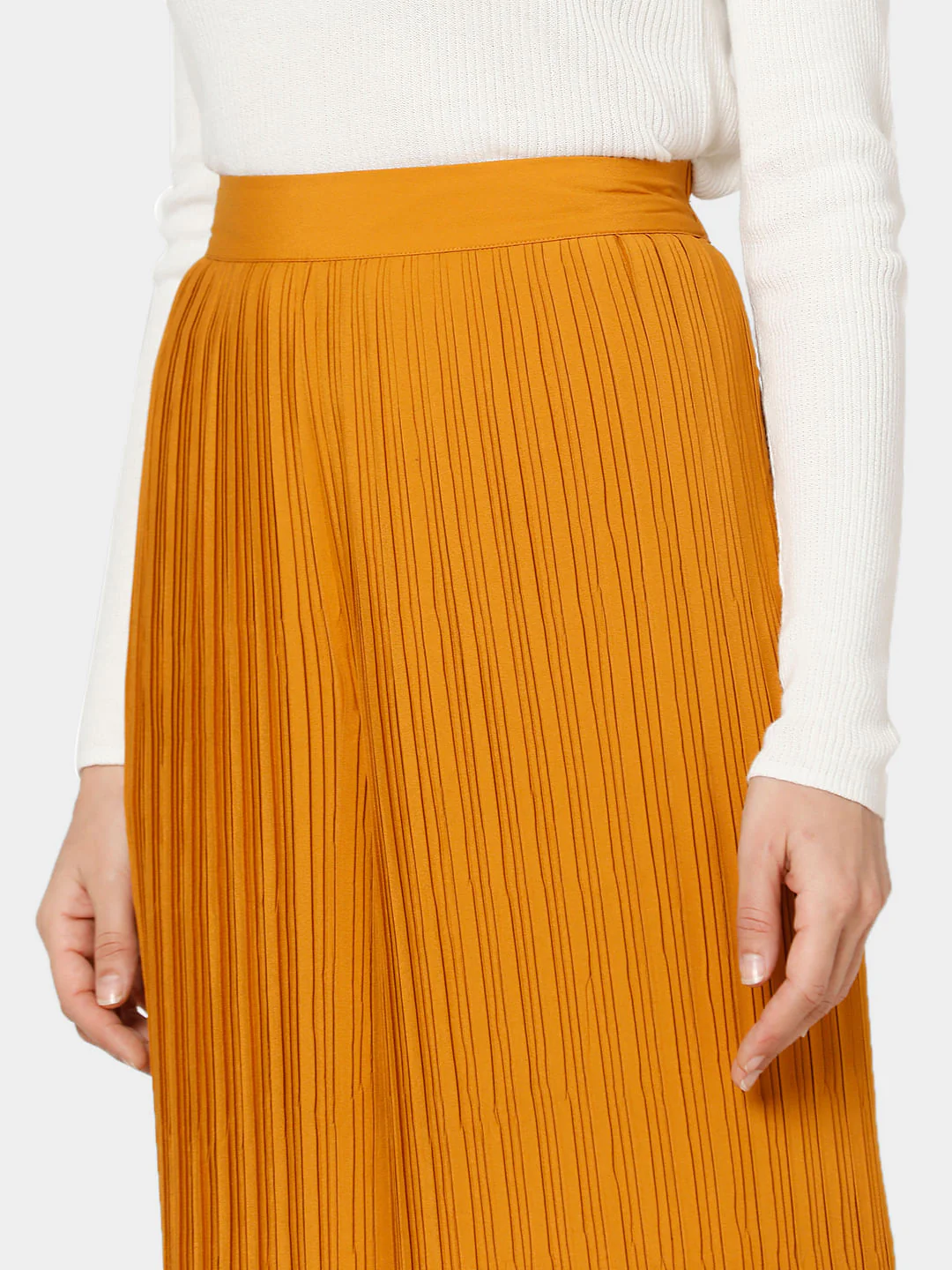 Orange High Rise Pleated Pants - Image 6