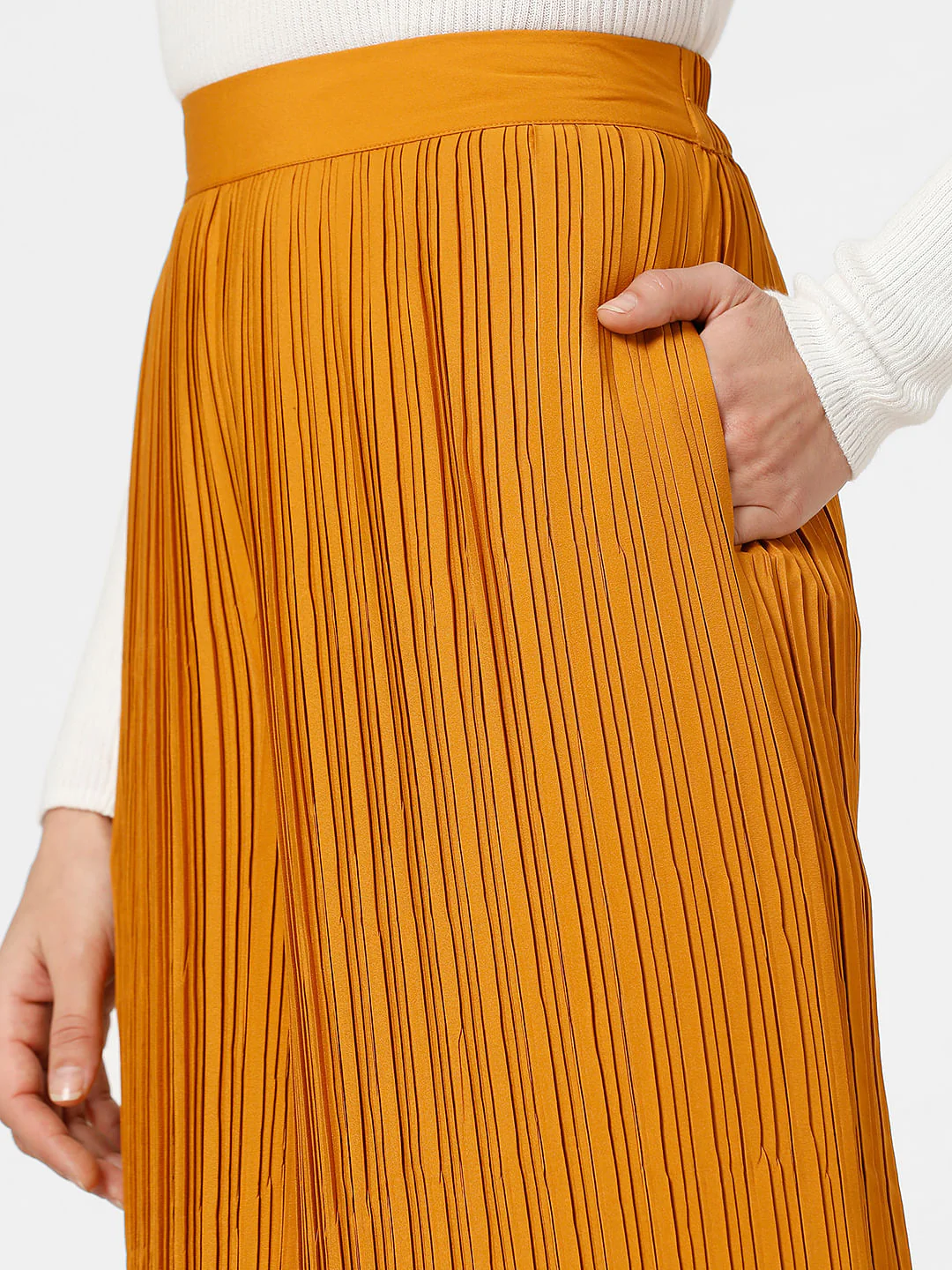 Orange High Rise Pleated Pants - Image 8