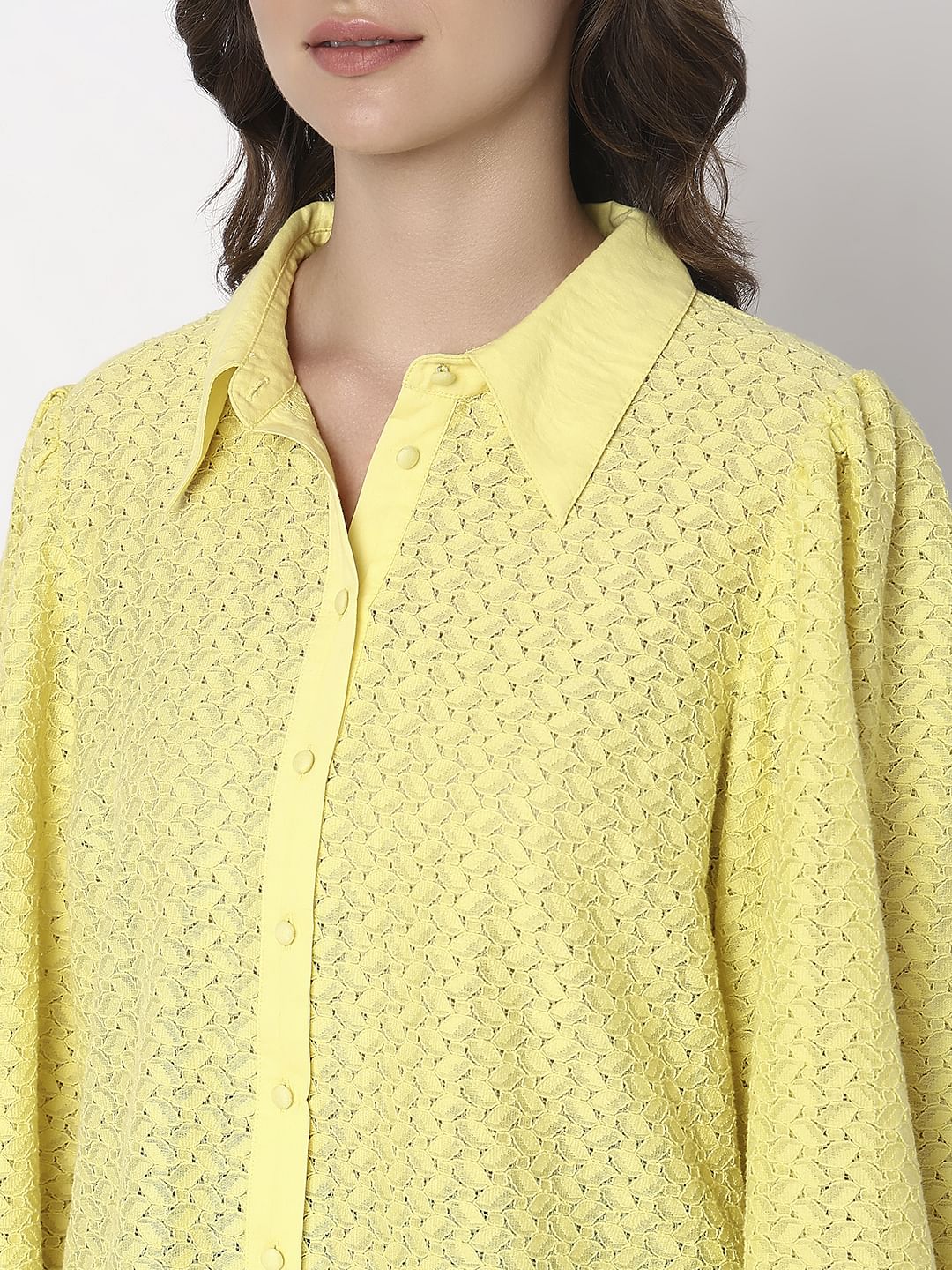Yellow Lace Full Sleeves Shirt - Image 8