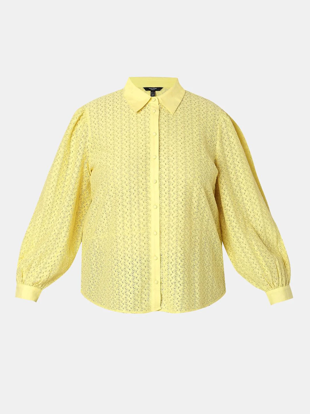 Curve Light Yellow Lace Shirt - Image 6
