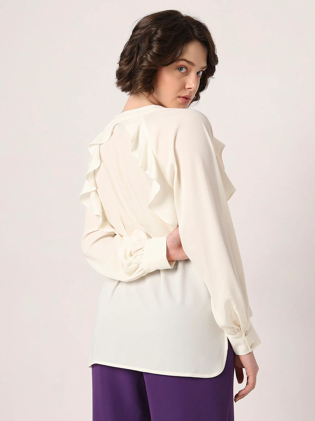 Off-White Ruffle Detail Shirt - Image 4