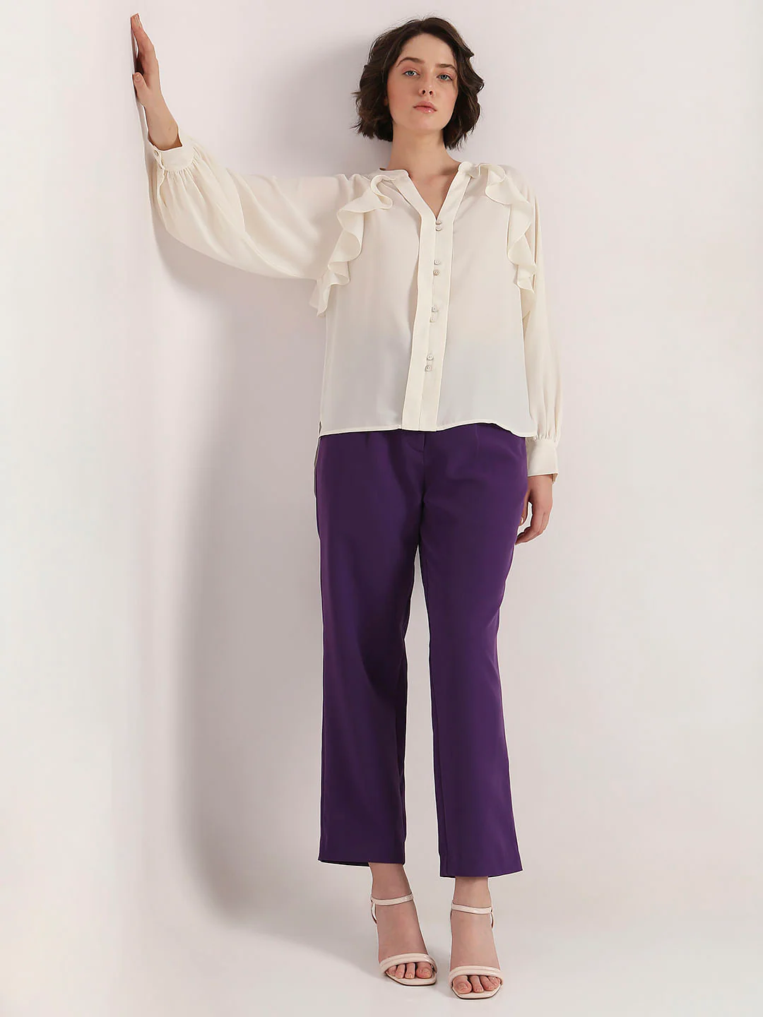Off-White Ruffle Detail Shirt - Image 5