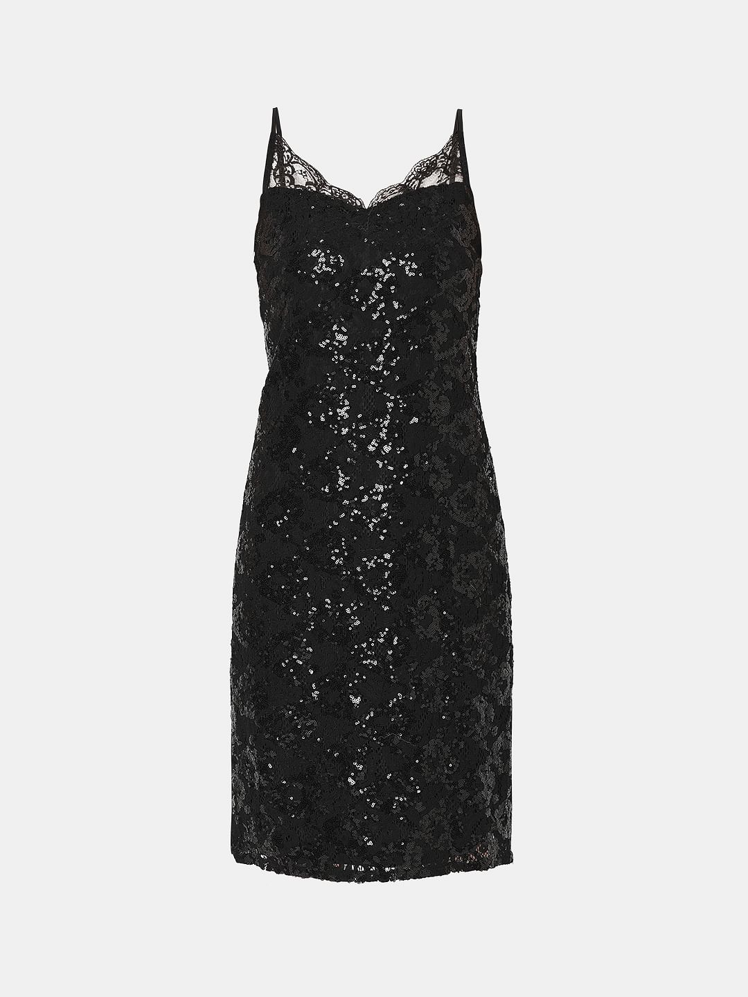 Black Sequin Detail Midi Dress - Image 6