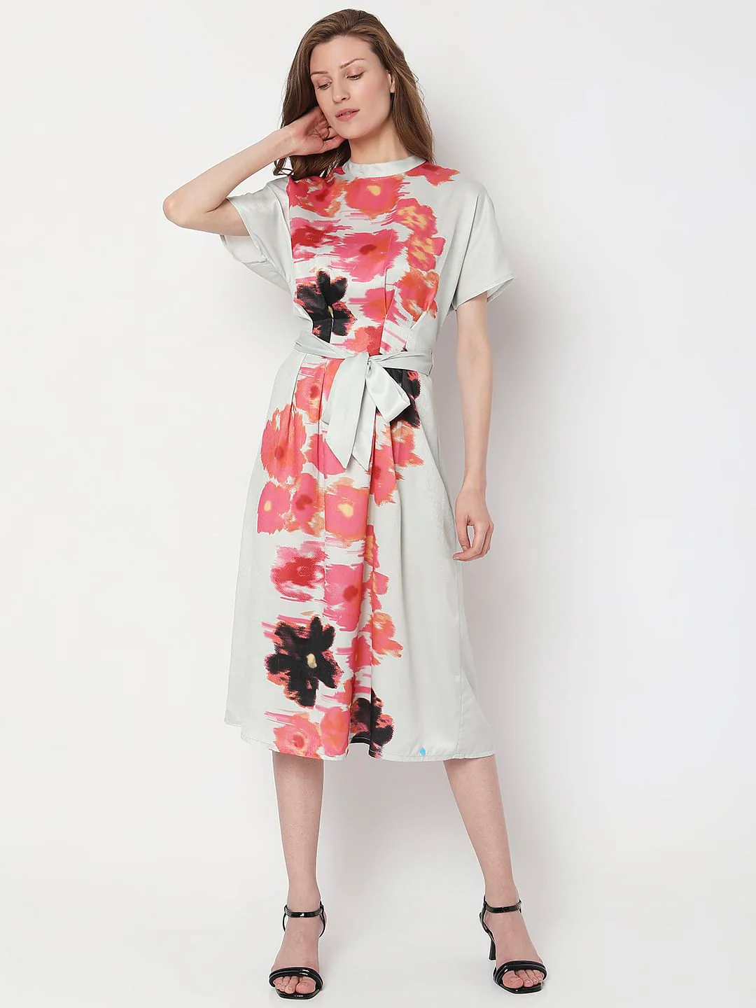 Off-White Floral Midi Dress - Image 2