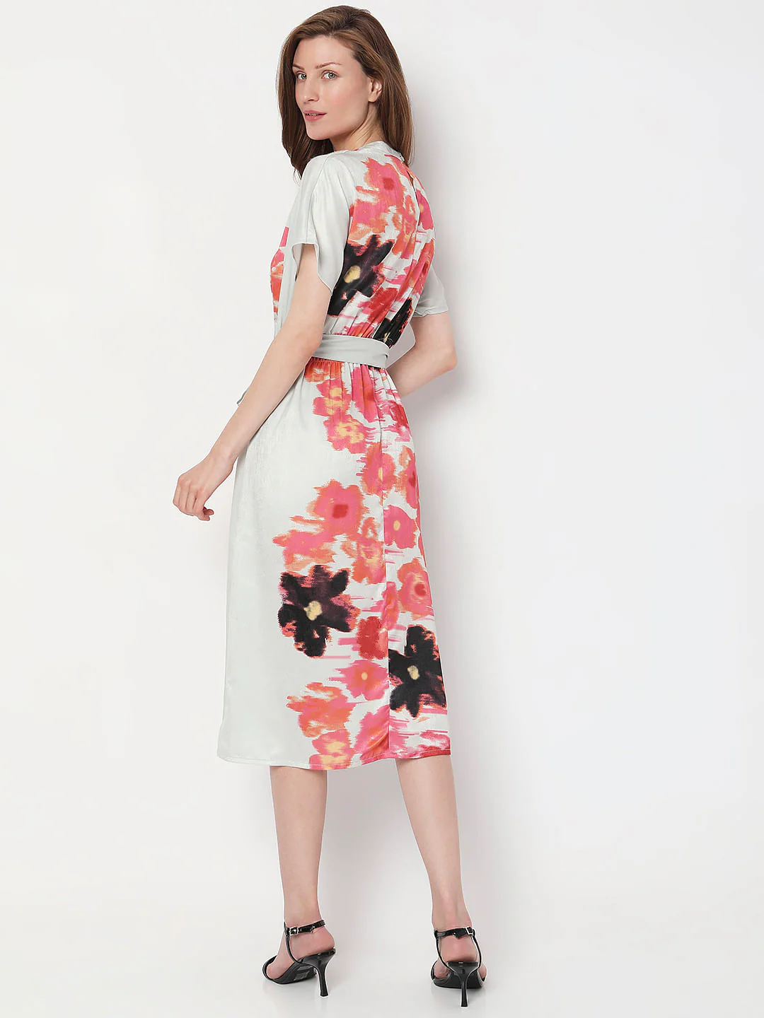 Off-White Floral Midi Dress - Image 4