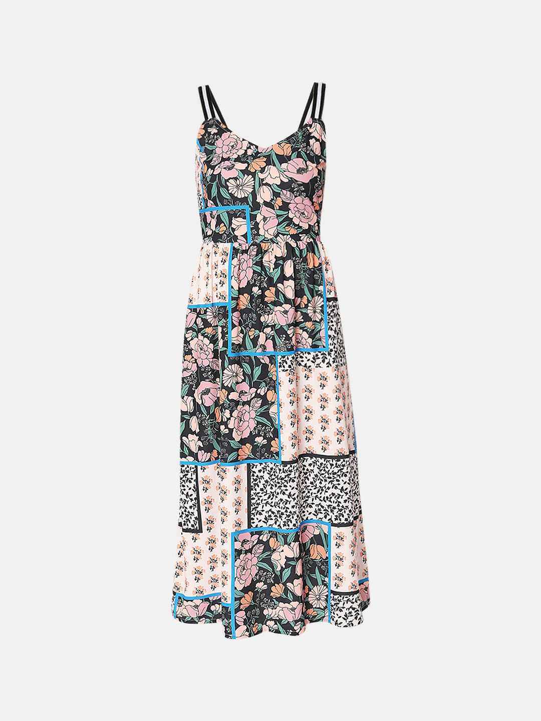 Beige Abstract Print Midi Dress - Image 6
