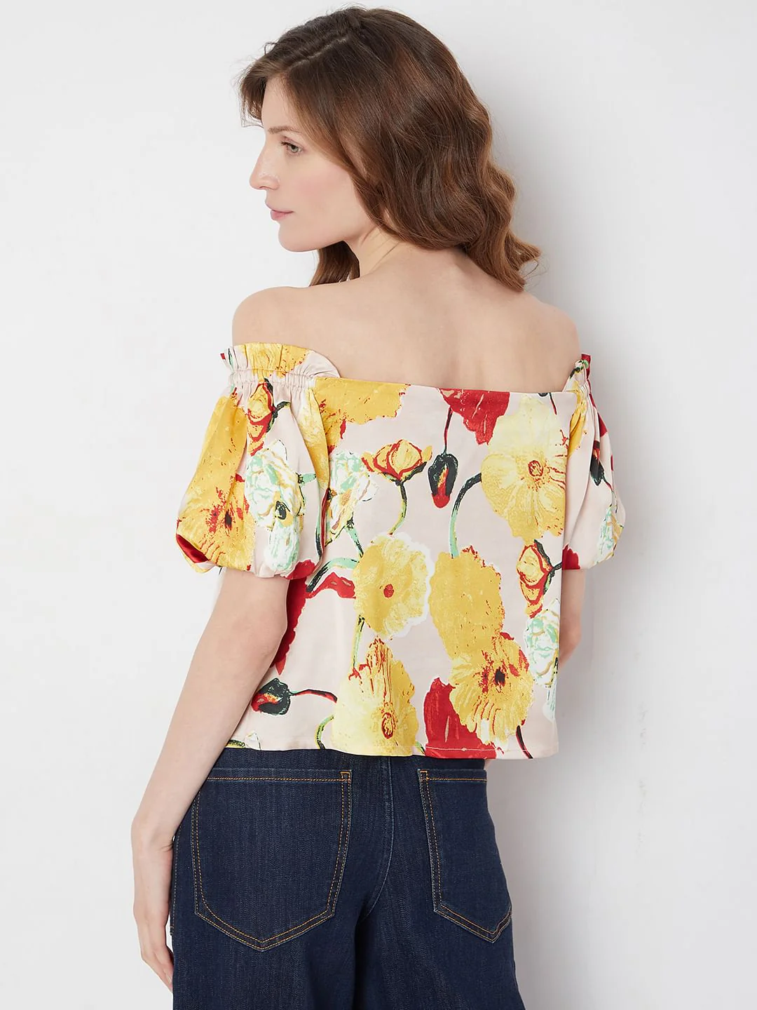 Peach Floral Off-Shoulder Top - Image 4