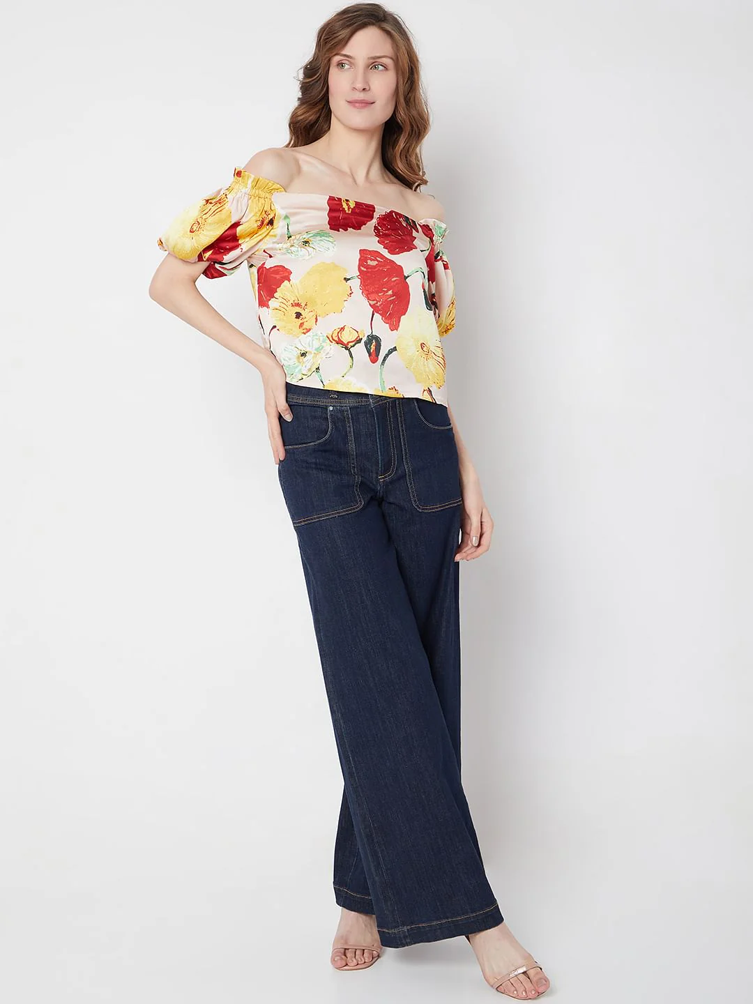 Peach Floral Off-Shoulder Top - Image 5
