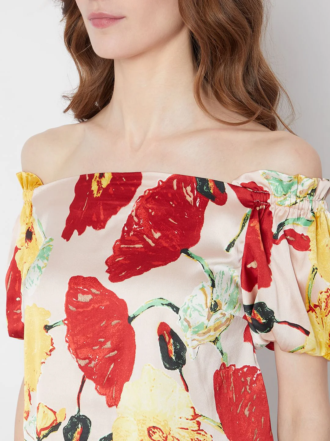 Peach Floral Off-Shoulder Top - Image 8