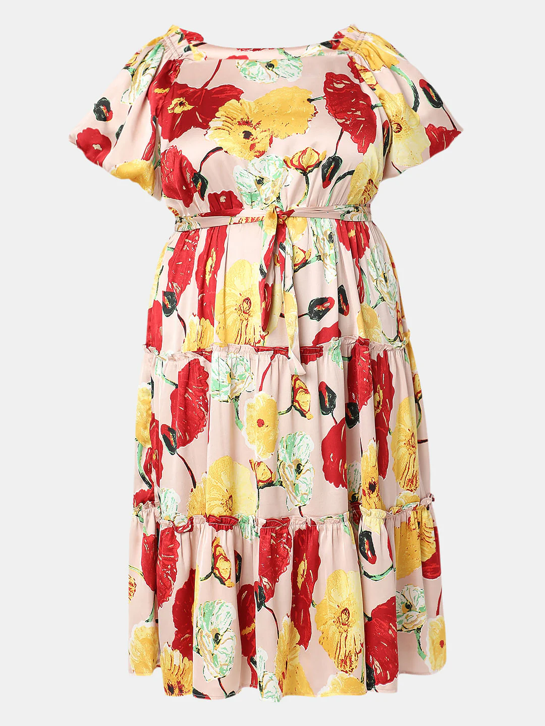 Curve Peach Floral Print Shift Dress - Image 6