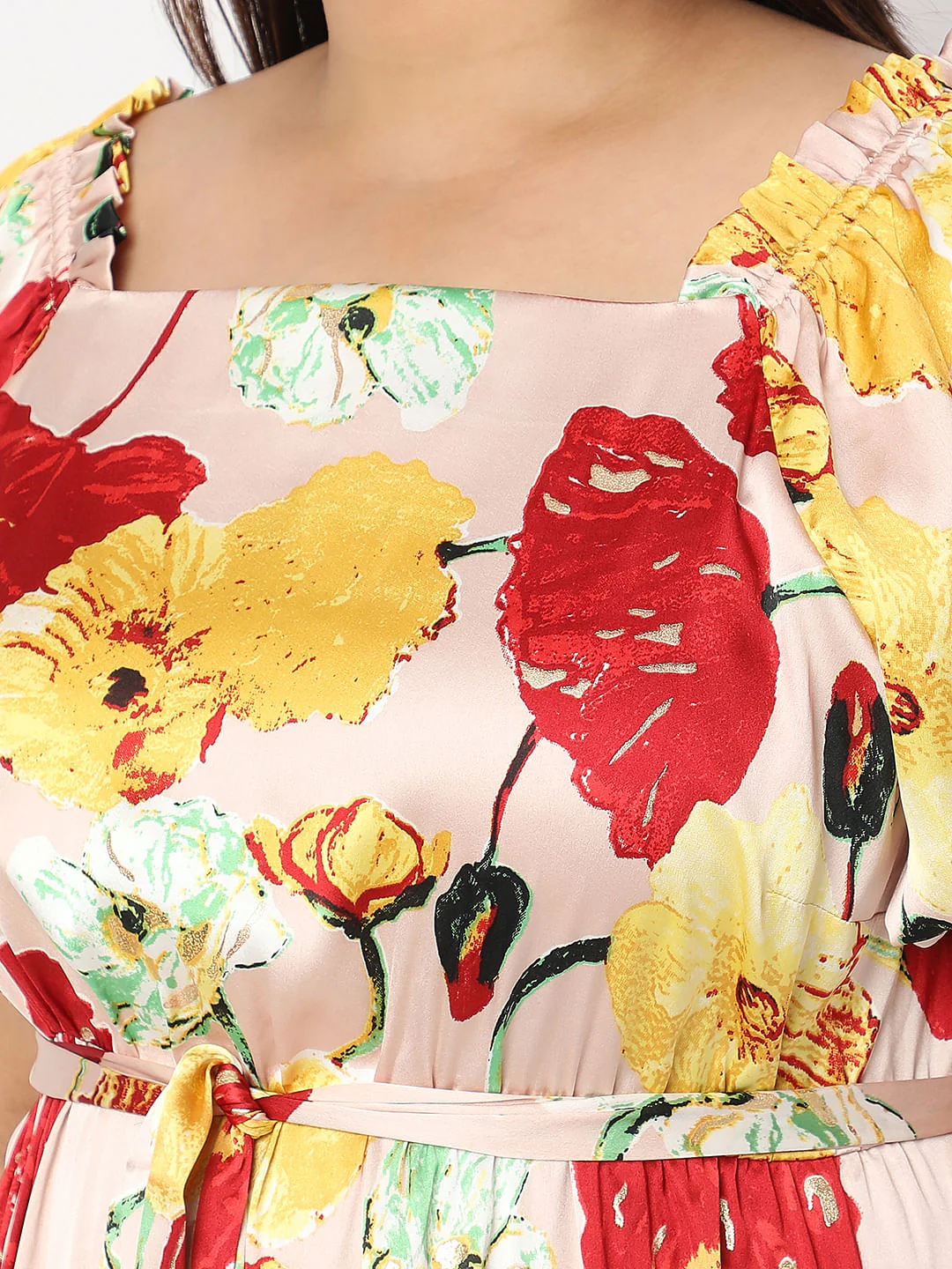 Curve Peach Floral Print Shift Dress - Image 7