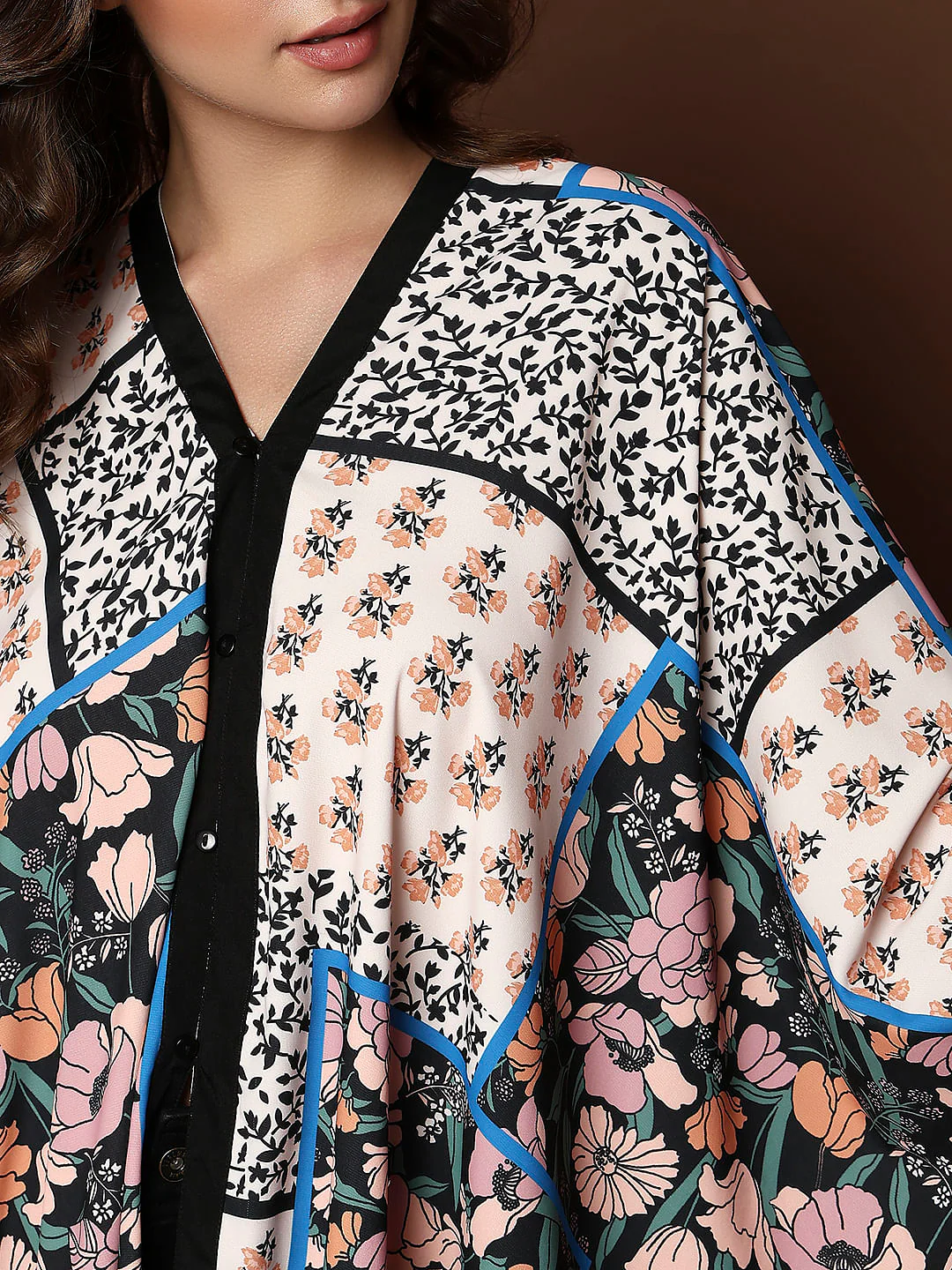 Beige Printed Multi-Style Poncho Top - Image 7