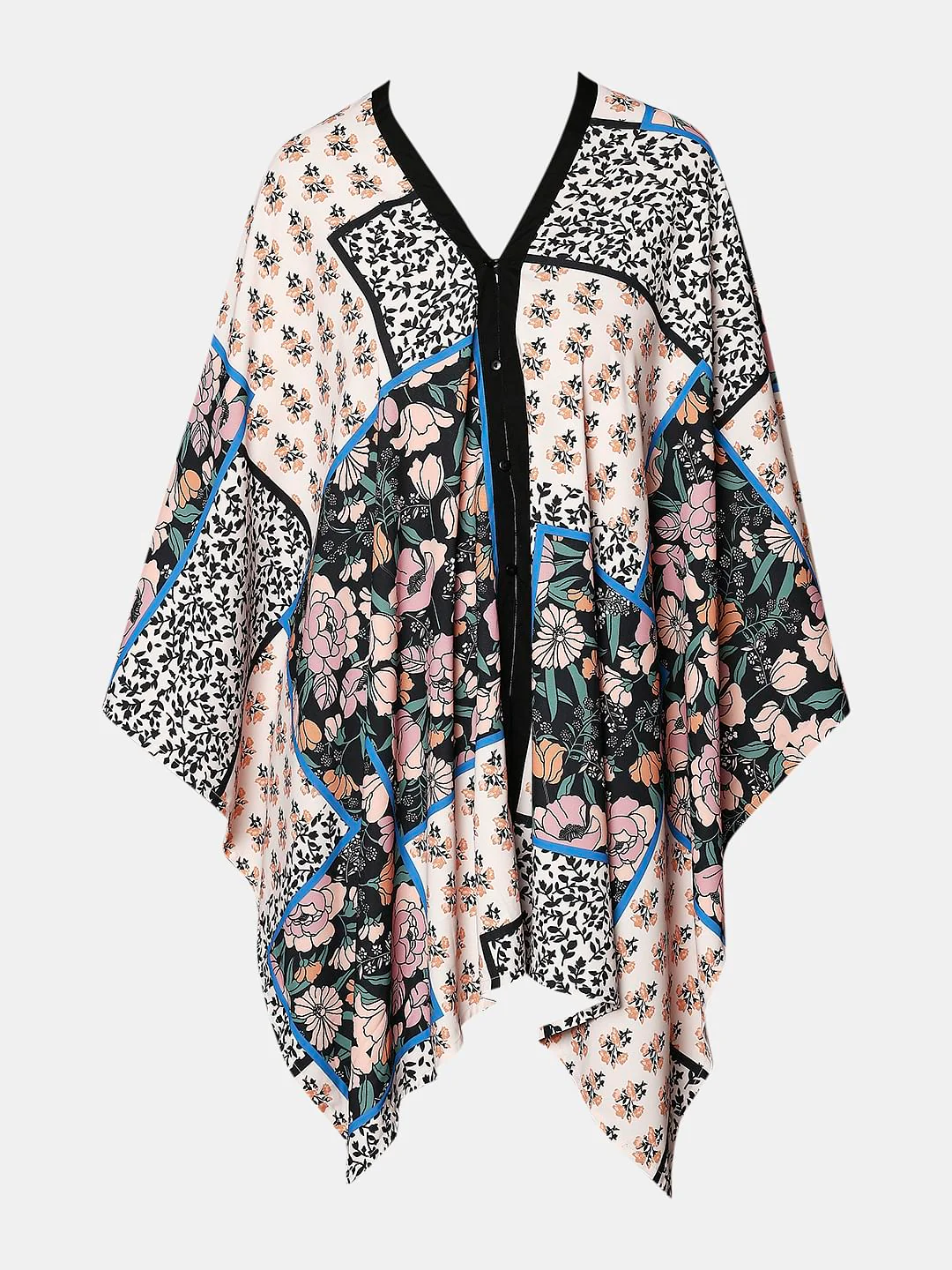 Beige Printed Multi-Style Poncho Top - Image 8