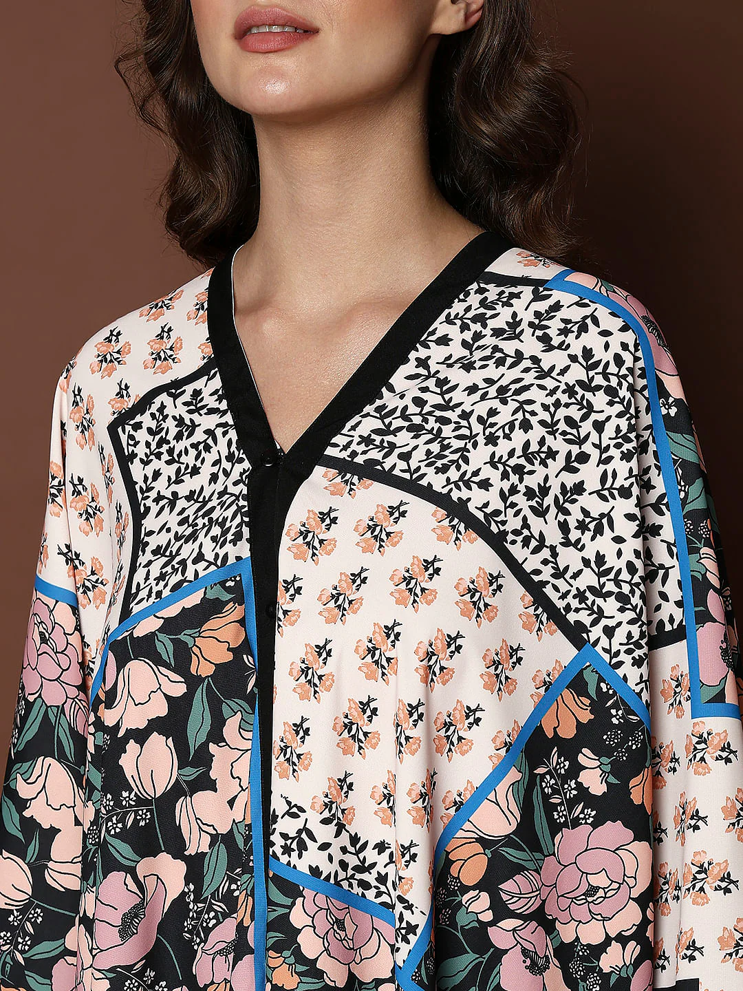 Beige Printed Multi-Style Poncho Top - Image 9