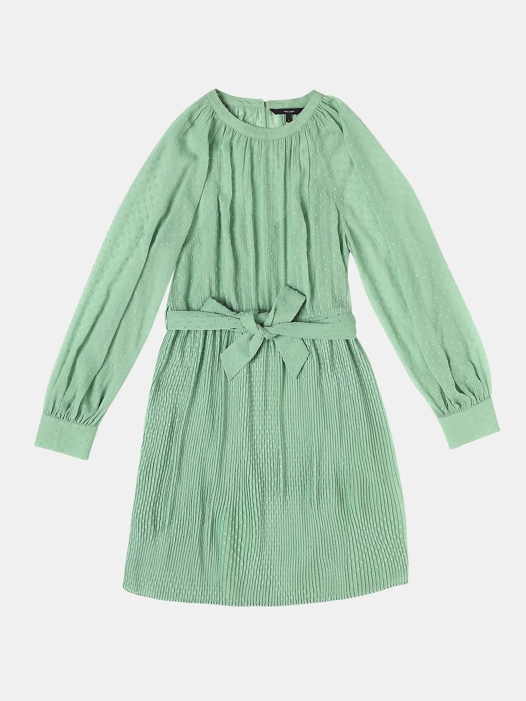 Curve Green Dobby Textured Fit & Flare Dress - Image 7