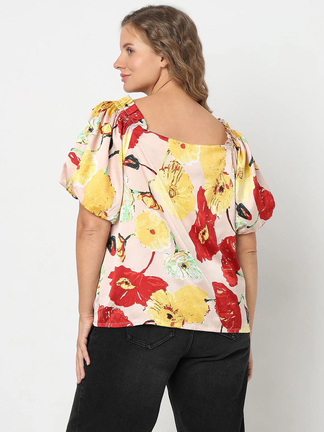 Curve Peach Floral Printed Top - Image 4