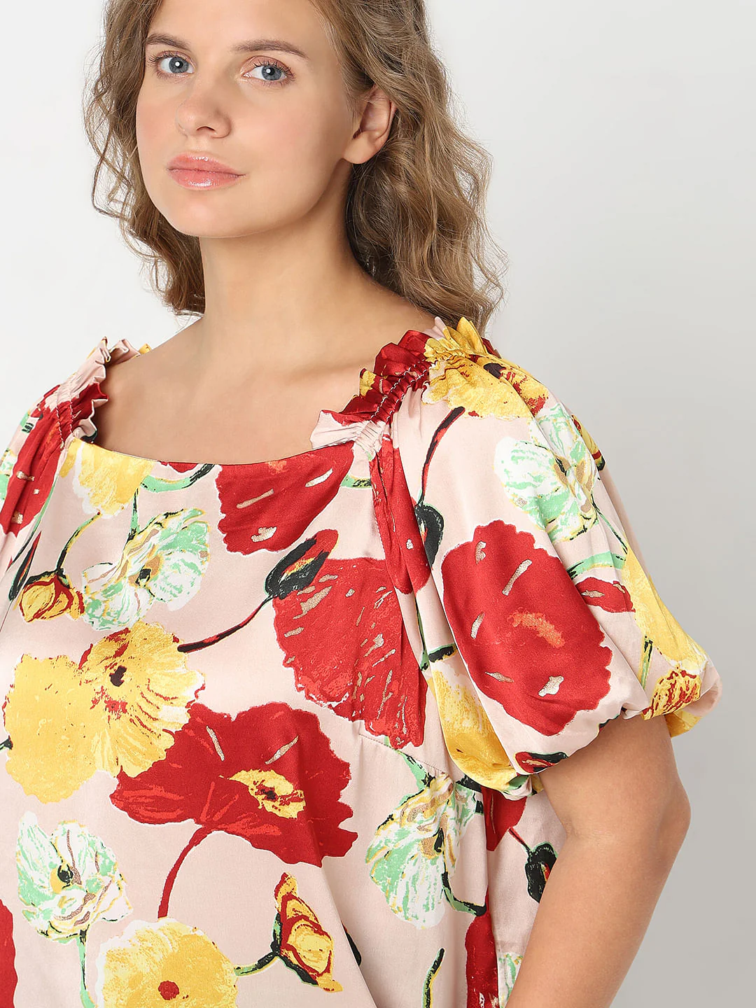 Curve Peach Floral Printed Top - Image 6