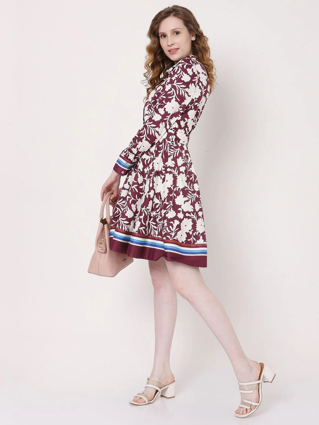 Red Floral Shirt Dress
