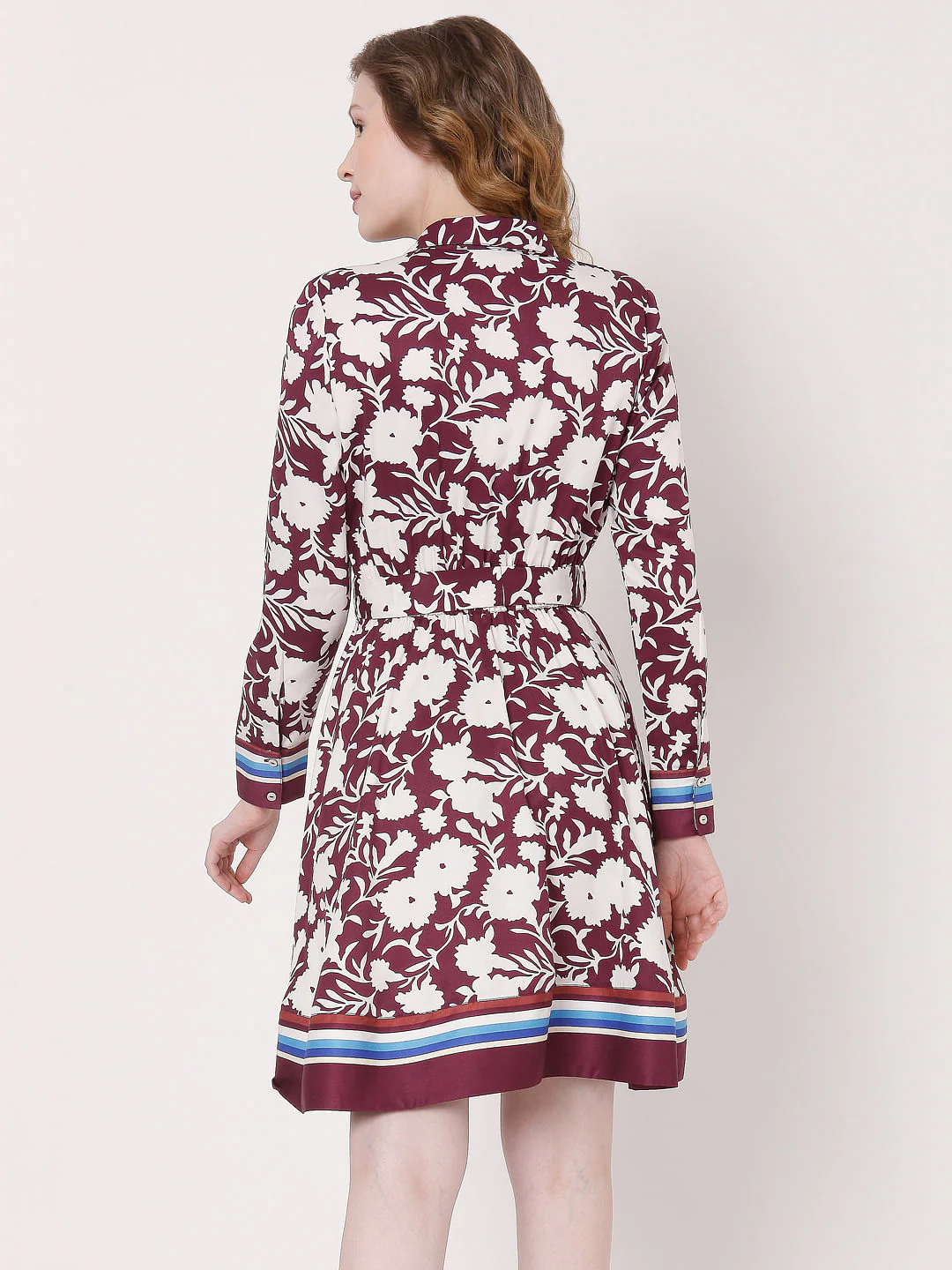 Red Floral Shirt Dress - Image 4