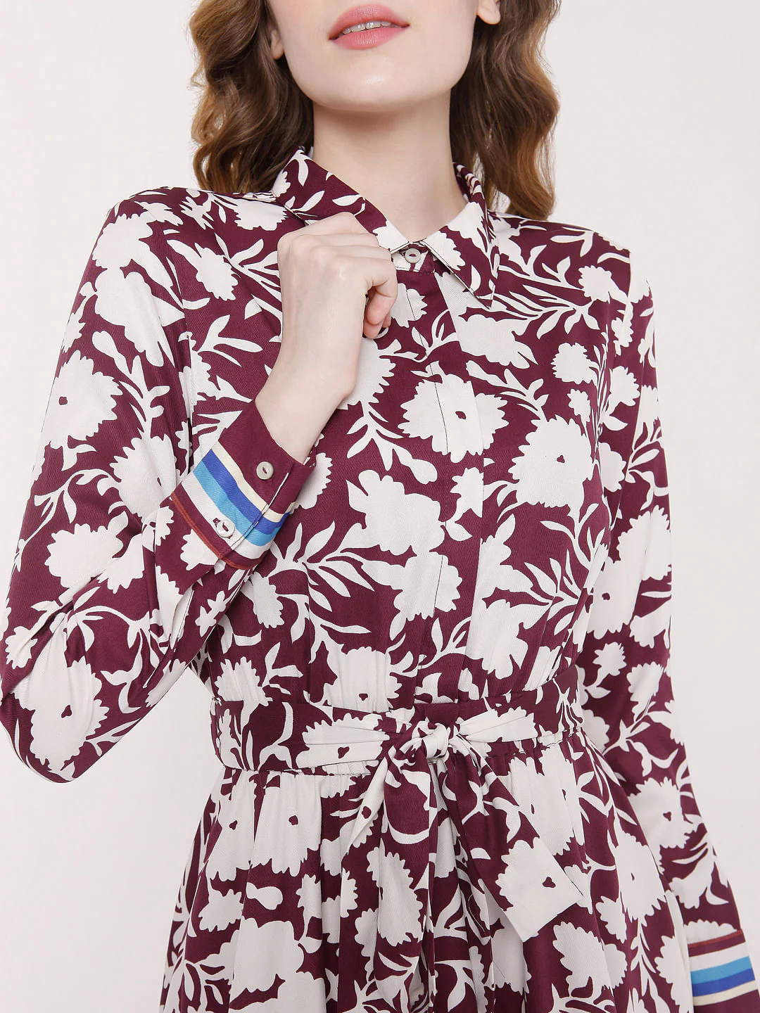 Red Floral Shirt Dress - Image 6